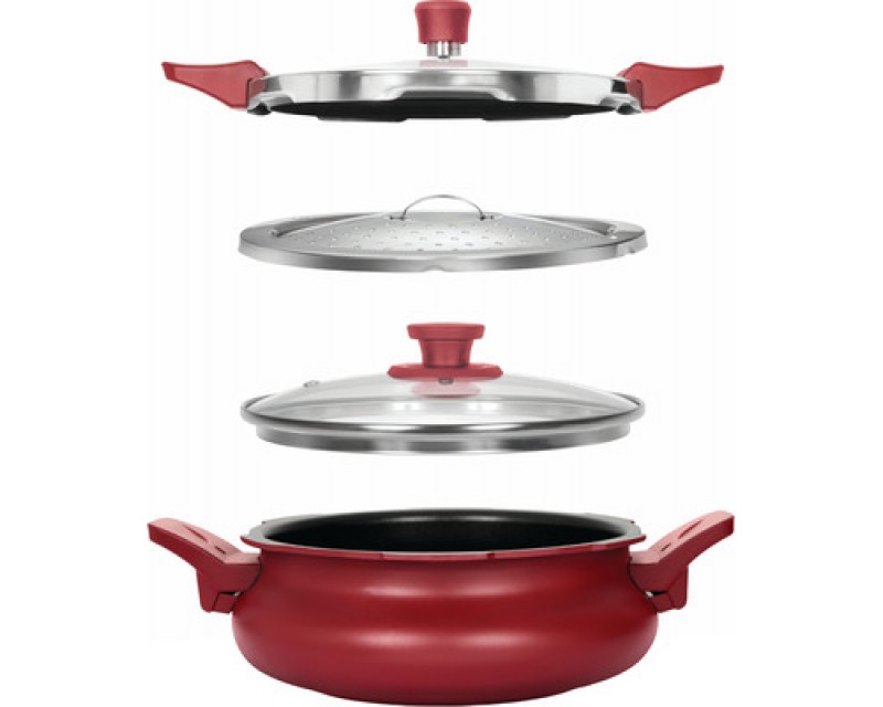 Pigeon All in One Super Cooker Outer Lid - Red 3 L Pressure Cooker(Induction Bottom, Aluminium)