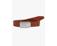 United Colors of BenettonTan Broad Leather Belt With Flat Silver Buckle