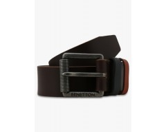 United Colors of Benetton Brown Broad Leather Belt With Multicolor Loops