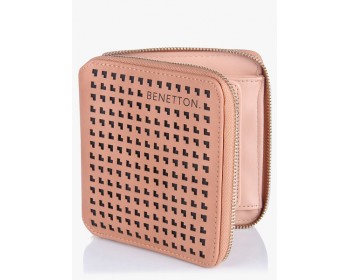 United Colors of Benetton Laser Cut Small Square Peach Wallet